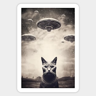 Vintage UFO Cat Sticker